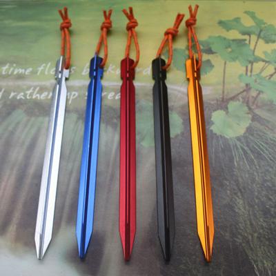 18cm Professional 10 Pcs Aluminum Pegs with Rope Stake Camping Hiking Equipment Outdoor Travel Tent Fixed Long Nail