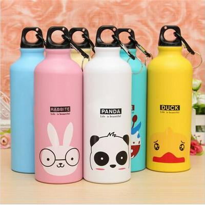 500ML  Candy Color Cute Cartoon Pattern Aluminum Water Bottle Outdoor Travel Sport 