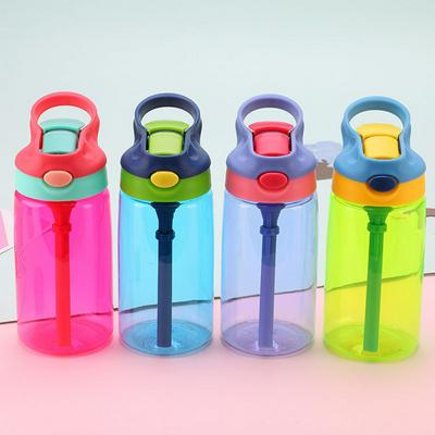 Creative 450ml Kids Children Students Duck Mouth Drinking Water Bottle with Straw and Handle 