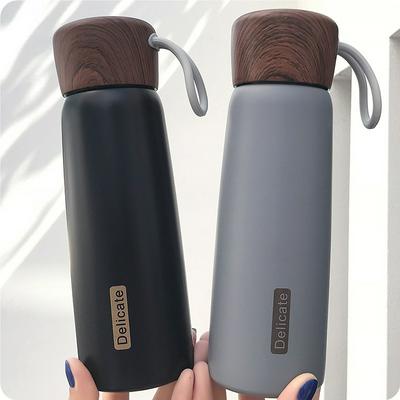 500ml Outdoor Sport Thermal Insulation Water Bottles With Rope Grain Lid 304 Stainless Steel Body Applicable 