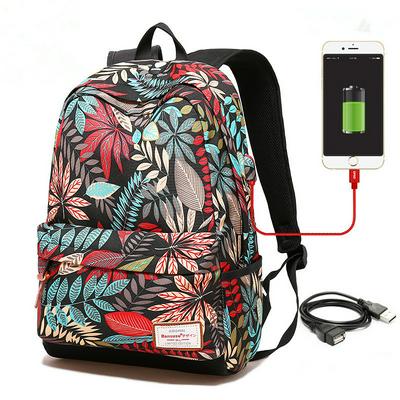 USB Charging Laptop Backpack Girls School Back Pack Bag Printing Female Student Backpacks  