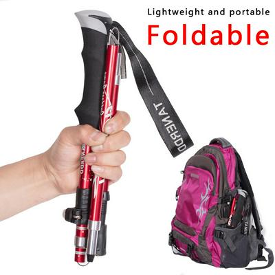 Folding Hiking Sticks of Aluminium Alloy with Flip Lock and Padded Strap