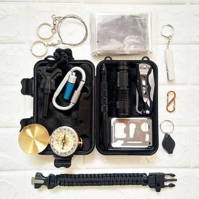 Outdoor Equipment Survival Field SOS Airtight Outdoor Survival Camping Container Travel Carry Self-help Kit Rope Wire Saw Whistle Buckle Etc