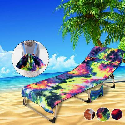 Backpack Type Portable Tie-dyed Microfiber Beach Towel Recliner Cover