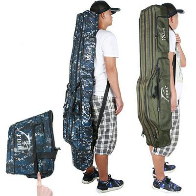 FDDL 110/120/130/150cm 3 Layers Portable Folding Canvas Big Belly Fishing Rod Fishing Gear Grasp Carrier Pole Fishing Storage Bag