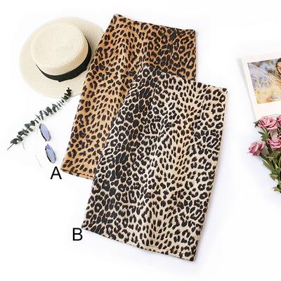 S/M/L Size Summer Retro Leopard Print Pattern Office High Waist Slim Elastic Ladies Casual Sexy Bag Hip Skirt