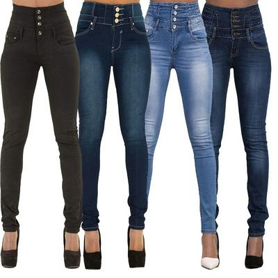 2019 New Arrival Woman Denim Pencil Pants Top Brand Stretch Jeans High Waist Trousers Women High Waist Jeans