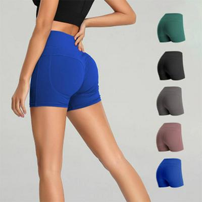 Summer Solid Color Ladies Jogging Running Elastic Quick-drying Sports Shorts- Three-points Shorts Type