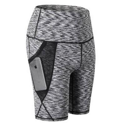 Women's High Waist Yoga Shorts Mesh Gauze Pocket Sports Tight Elastic Quick-drying Fitness Five-point Pants