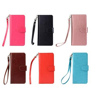 Solid Color 2 in 1 Shockproof Side Flip PU Leather + Detachable Soft TPU 9 Card Slots with Wrist Strap and Magnetic Buckle Wallet Case for Samsung Galaxy S8 / G9500