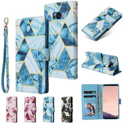 Bronzing Marble Stitching Geometric Patterns Shockproof and Scratchproof PU Leather+TPU Wallet Phone Case for Samsung Galaxy S8 / G9500