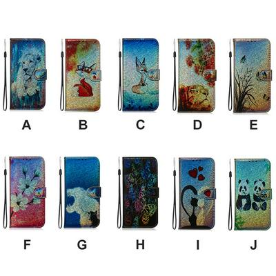 Orchid Panda Fox Plum Colored Painting PU Leather + TPU with Card Slots Wallet and Stand Cover Case for Samsung Galaxy A6 (2018) 