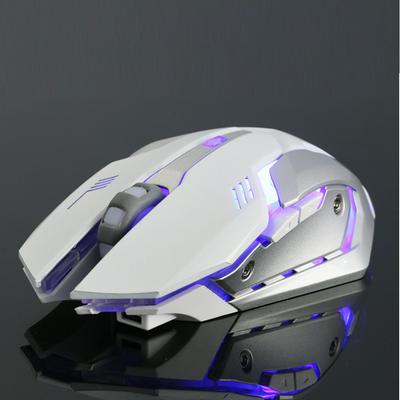 X7 Cool Glowing Rechargeable Mute Gaming Wireless Mouse-White/Black