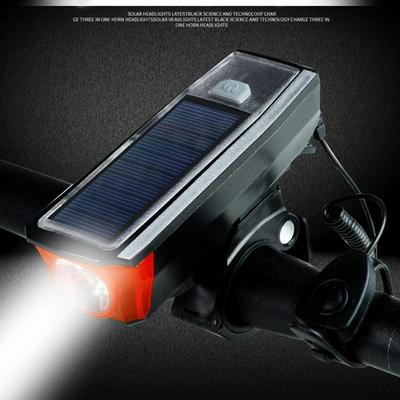 Solar Power Cycling Mountain Bike Light Sensor Horn Bicycle Headlights USB Charging Night Riding Lamp