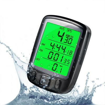  Waterproof LCD Display Cycling Bike Bicycle Computer Mileage Speedometer with Green Backlight Speed Rate Meter 