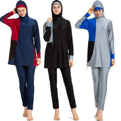 S-6XL Plus Size Three-piece Muslim Hui Conservative Swimwear Middle Eastern Women's Sports Suit