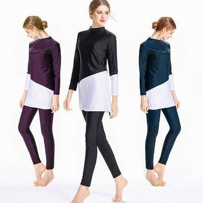 Two-piece Set Stitching-color Middle Eastern Muslim Hui Women's Conservative Sun Protection Swimsuit