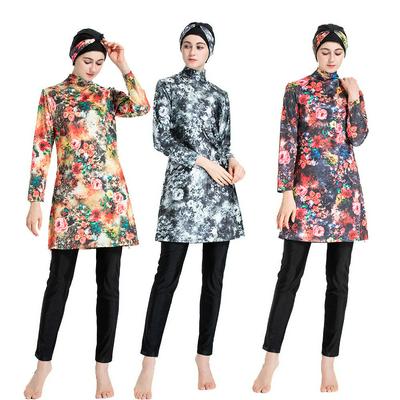 Three-piece Set Digital Printed Middle East Conservative Muslim Hui Sunscreen Swimsuit