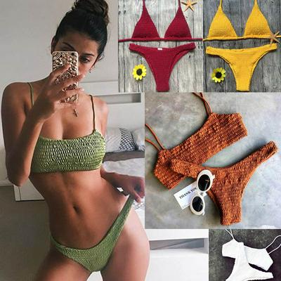 Biquini Bandeau Sexy plissé Bikinis femmes maillot de bain maillot de bain femme brésilienne Push Up Bikini 2018 ensemble plage porter maillot de bain