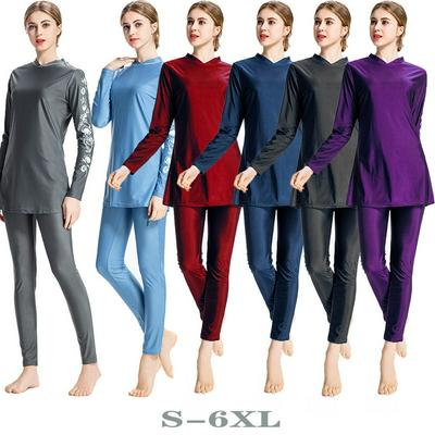 M-3XL Three-piece Muslim Hui Conservative Swimwear Middle Eastern Women's Sports Suit