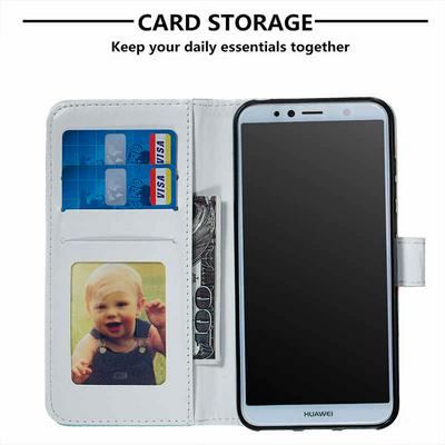 3D Colored Painting Side Flip Shockproof PU Leather + Soft TPU Picture Frame with Card Slots Magnetic Buckle and Stand Wallet Protective Case for Huawei Y6 (2018)