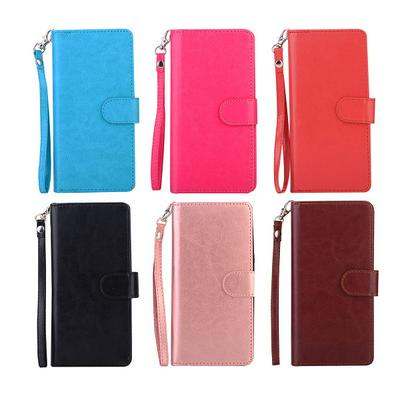 Solid Color 2 in 1 Shockproof Side Flip PU Leather + Detachable Soft TPU 9 Card Slots with Wrist Strap and Magnetic Buckle Wallet Case for Samsung Galaxy Note 8