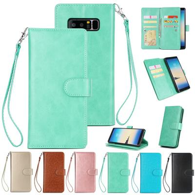 Solid Color Side Flip PU Leather + Soft TPU Picture Frame with  Picture Frame and 9 Cards Slot Wallet Protecting Cover Case for Samsung Galaxy Note 8