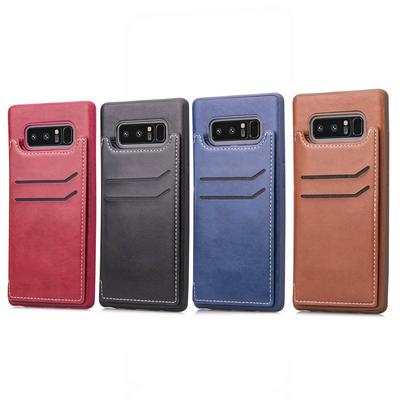 Simple Multi-Card Slot with Magnetic Adsorption and Stand PU Leather + Soft TPU Leather Coated Back Cover Protective Case for Samsung Galaxy Note 8 