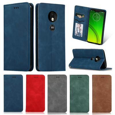 Solid Color PU Leather + Soft TPU with Picture Frame Card Slots Stand Wallet Protective Case for Motorola Moto G7 Power