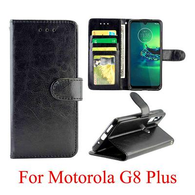 Crazy Horse Pattern Double Folded Edge Left and Right Flip Mobile Phone PU Leather Case with Photo Frame for Motorola Moto G8 Plus