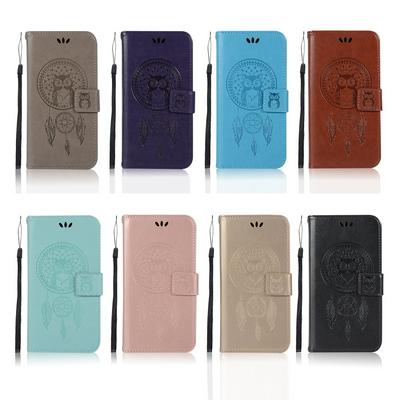 Embossed Dream Catcher Pattern TPU + PU Leather Case with Wallet Style Magnetic Flip Card Holder Slot Wrist Srap for Motorola Moto G5 Plus