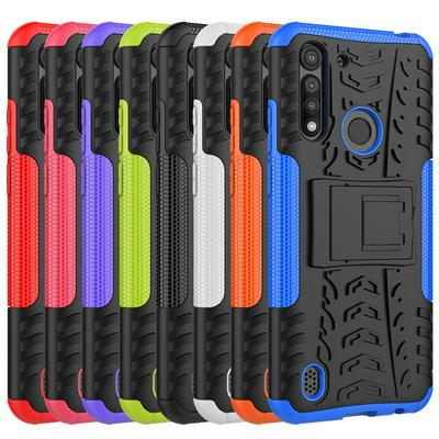 Dazzling Pattern Scratch Resistant Shockproof Hard PC +TPU Back Cover Case with Foldable Stand for Motorola Moto G8 Power Lite
