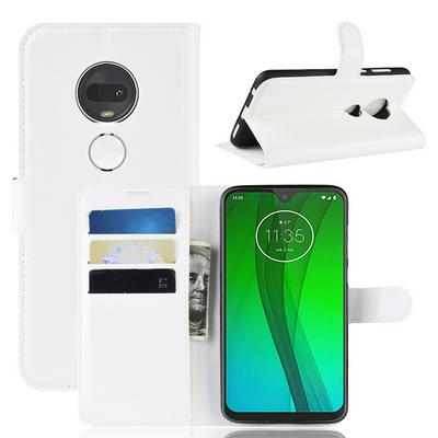 Litchi Pattern Anti-Drop Side Flip PU Leather + Soft TPU Card Slots with Stand and Magnetic Buckle Wallet Protective Case for Motorola Moto G7 / G7 Plus