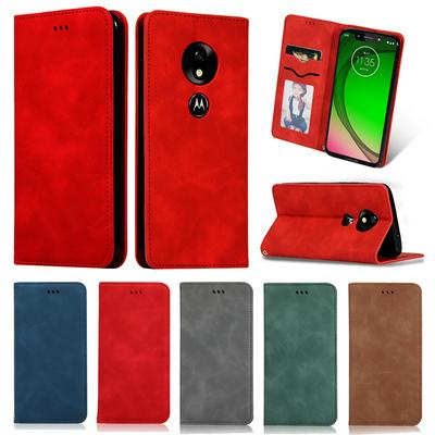 Solid Color PU Leather + Soft TPU with Picture Frame Card Slots Stand Wallet Protective Case for Motorola Moto G7 Play 