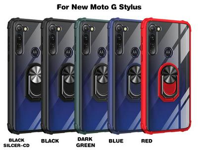 2 in 1 Detachable Anti-fall Shockproof Hard PC Bracket Acrylic Back Cover Case with Kickstand Ring for Motorola Moto G Stylus