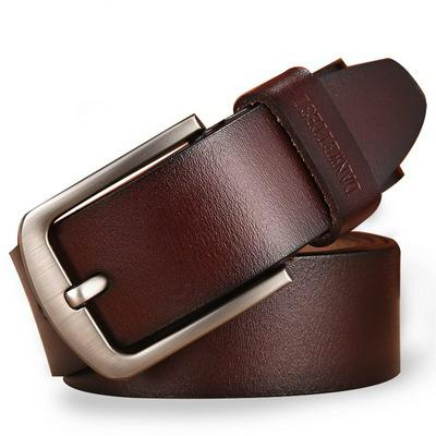 Men's Leather Belt Male Genuine Leather Strap Pin Buckle Vintage for Jeans   