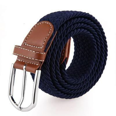 Eastic Belt Knitted Canvas Female Male Pin Buckle Waist Strap