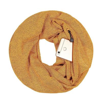 165x70cm High End Solid Color Fashion Double-Layer Couple Unisex Winter Autumn Warm-Keeping Knitting Convertible Infinity Loop Scarf with Secret Hidden Zipper Pocket