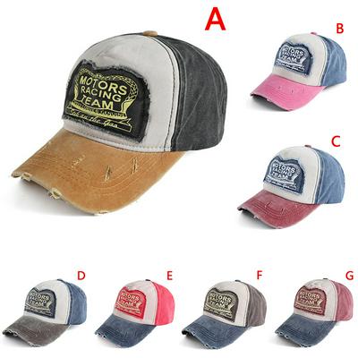 Unisex Distressed Baseball Cap Adjustable Cotton Hip Hop Cap with Snap Closure