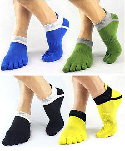 Soild Color Breathable Cotton Five Finger Socks Breathable Toe Socks For Men Short Socks
