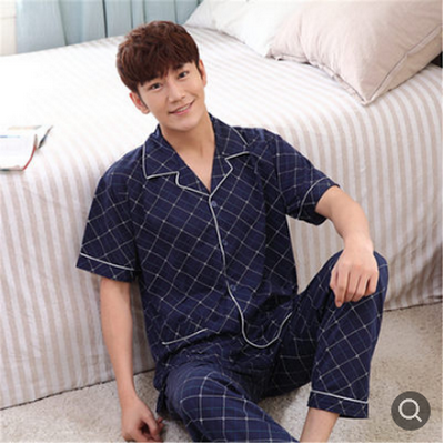 Short Sleeve Large Size Home Service Pure Cotton Tops + Pants Men's Pajamas Sleepwear Homewear Pajama Loungewear Underwear