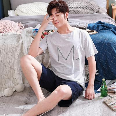 Summer Short Sleeve Large Size Pure Cotton Tops + Trousers Men's Pajamas Sleepwear Homewear Pajama Loungewear Underwear