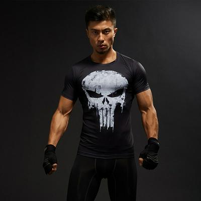 Short Sleeve 3D T-Shirt Male Crossfit Tee Captain America Superman  Fitness Compression Shirt Punisher Men T-Shirt