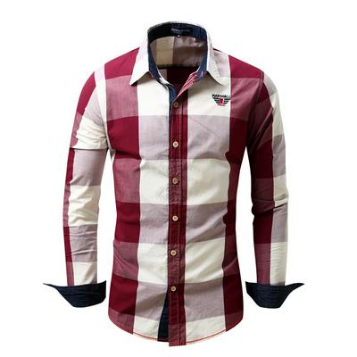 Large Size Models Men Plaid hit Color Print Shirt Short Sleeves Casual Shirt 