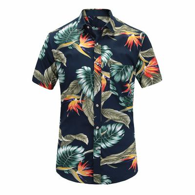 Summer Mens Short Sleeve Beach Hawaiian Men´s Shirts Cotton Printed Shirts Regular Plus Size