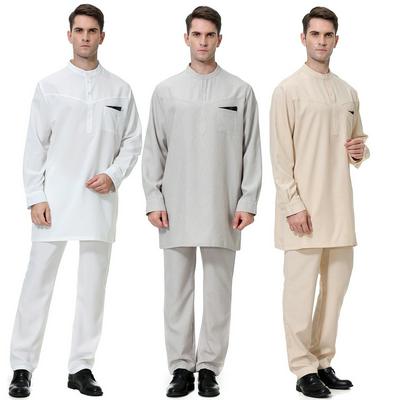 Muslim Arab Tops Middle Eastern Robe Pants Men's Robe Set Trouser