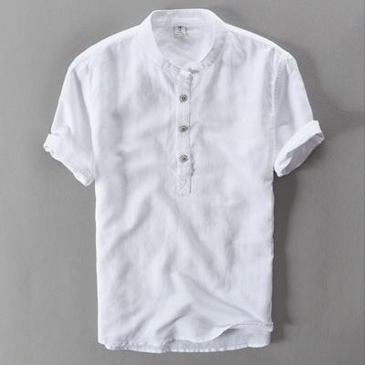 Summer Linen Shirt Men's Short Sleeves Shirts Breathes Men Cool Shirts Male Costume Clothing