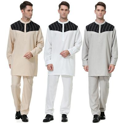 Men's Muslim Wear Plain Arab Thobe and Pants Set