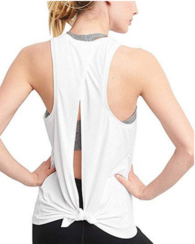 S/M/L Size Solid Color Women's Sexy Open Back Backless Yoga Fitness Tied Knot Running Workout Tank Tops Vest