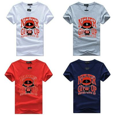 Men's Summer Crewneck T-shirt Cool Print Top - Dark Blue, White, Grey, Red